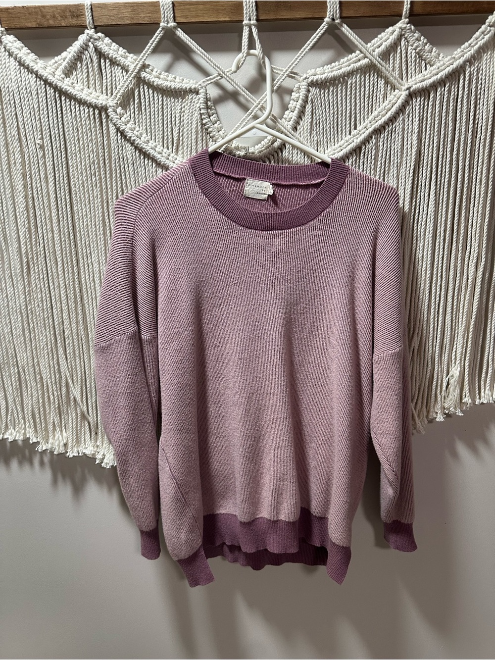 Dreamers Mauve Two-Tone Ribbed Crewneck Sweater
